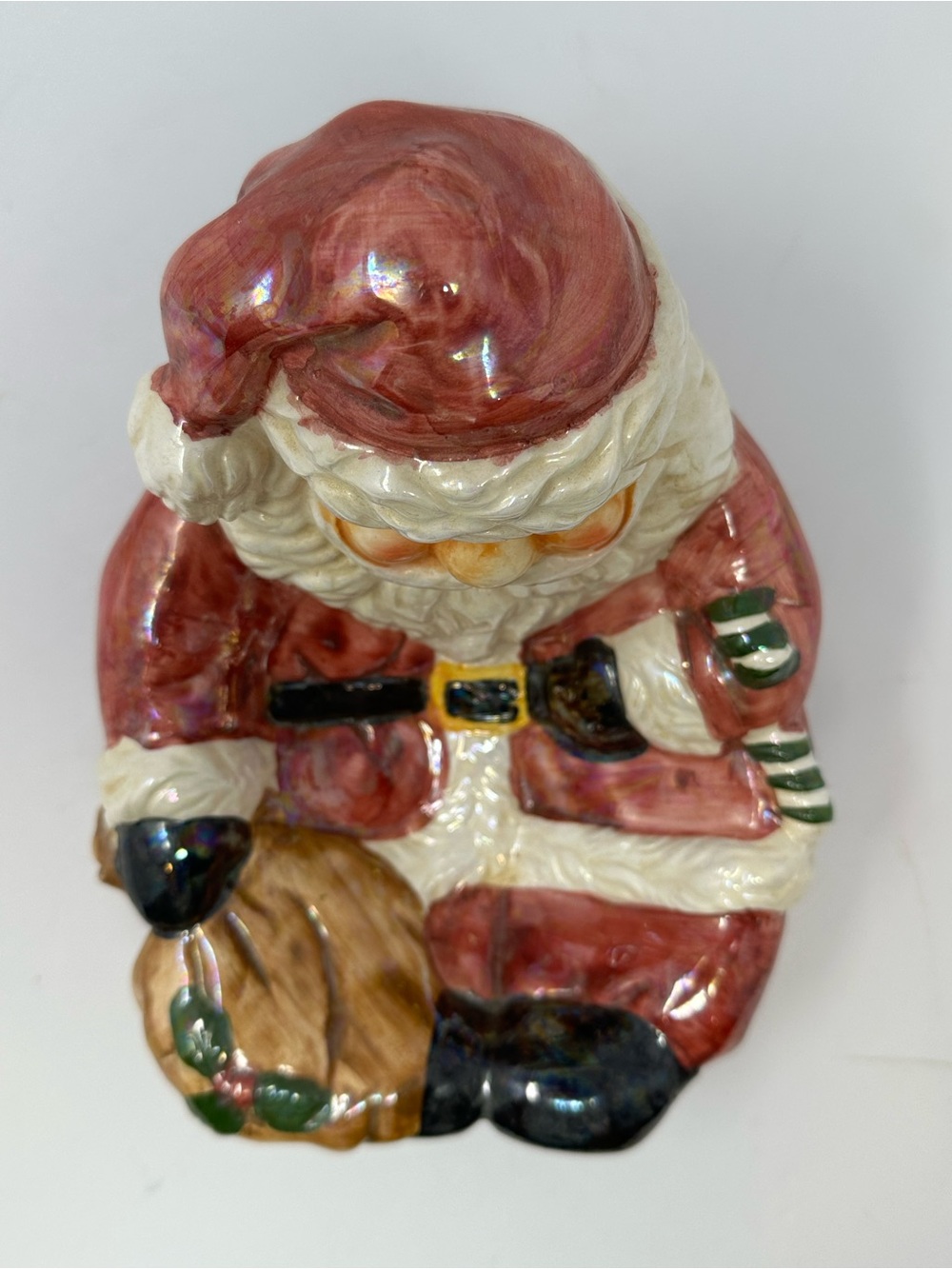 Santa Clause Glazed Ceramic Candy Dish Christmas Decor A1 - Picture 5 of 8
